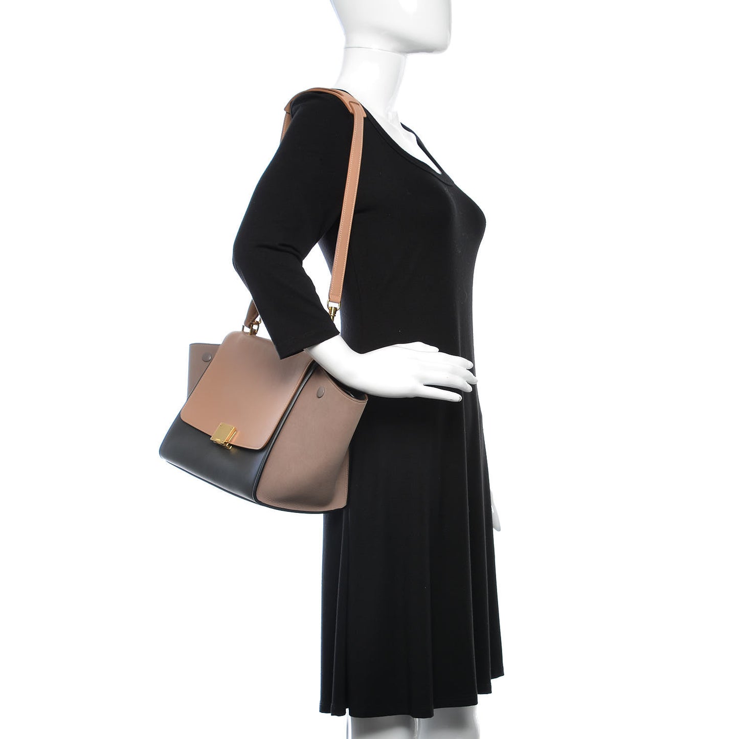 Smooth Calfskin Nubuck Small Tri-Color Trapeze Nude