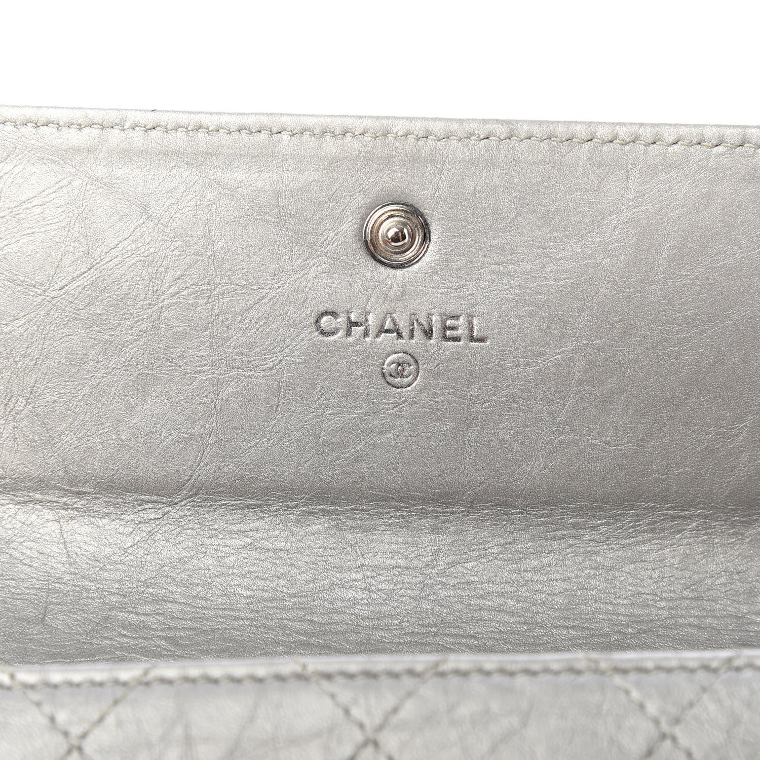 Chanel Aged Metallic Calfskin Large Palette Flap Wallet Silver 6 of 8