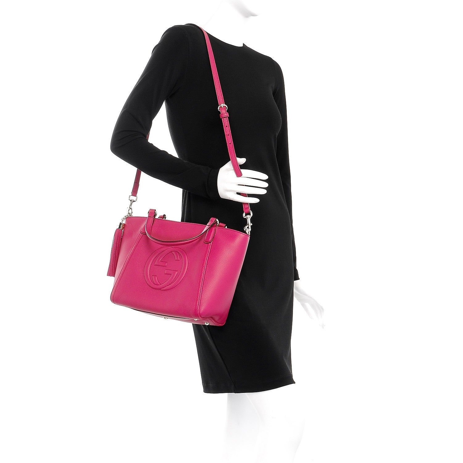Gucci Pebbled Calfskin Small Soho Top Handle Bag Bright Bougainvillea 2 of 10