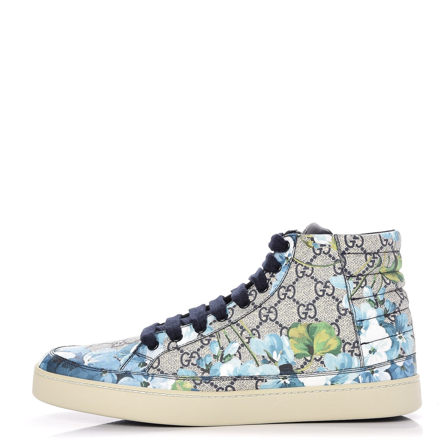 GG Supreme Monogram Blooms Mens High Top Sneakers 9.5 Beige Blue
