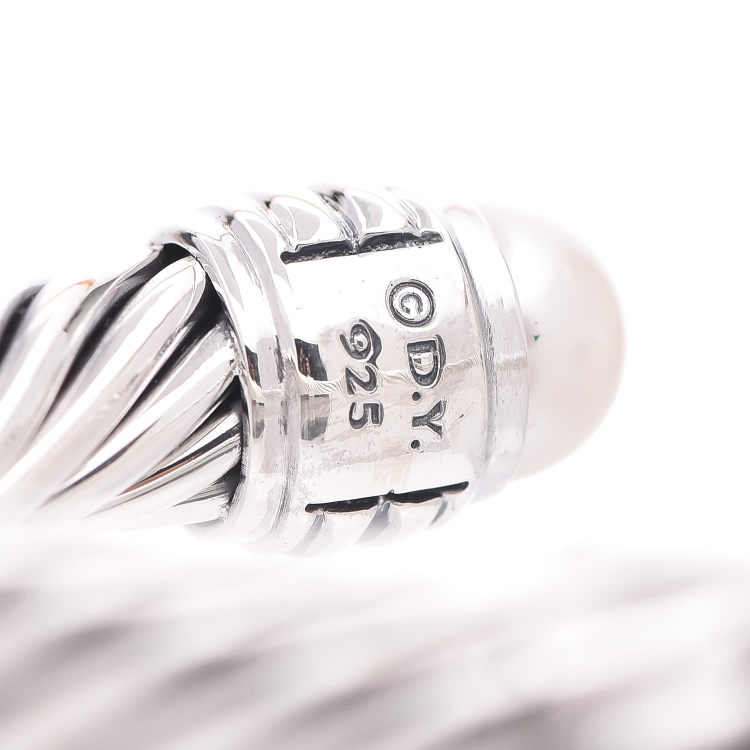 David Yurman Sterling Silver Pearl 10mm Cable Classics Hinged Bracelet 8 of 8