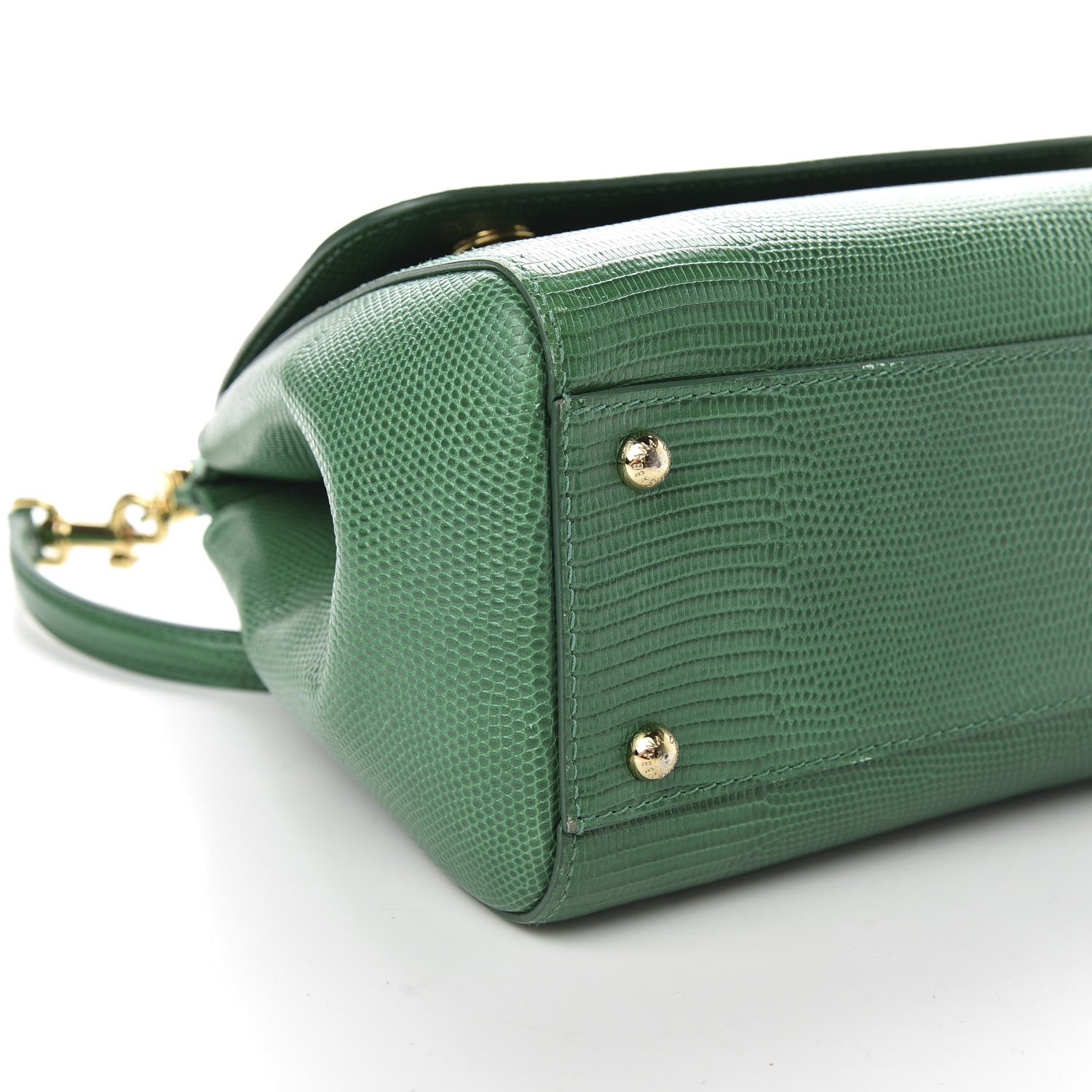 Dolce & Gabbana Iguana Calfskin Embossed Medium Miss Sicily Satchel Green 6 of 9