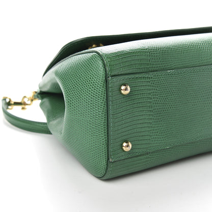 Dolce & Gabbana Iguana Calfskin Embossed Medium Miss Sicily Satchel Green 6 of 9
