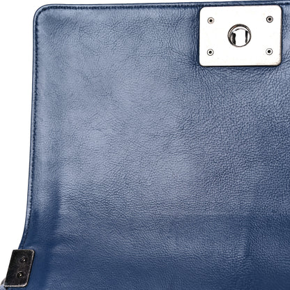 Chanel Calfskin Double Stitch Medium Boy Flap Navy Blue 13 of 16