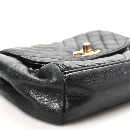 Chanel Glazed Calfskin Chevron Quilted Small Hampton Flap Black 9 of 11