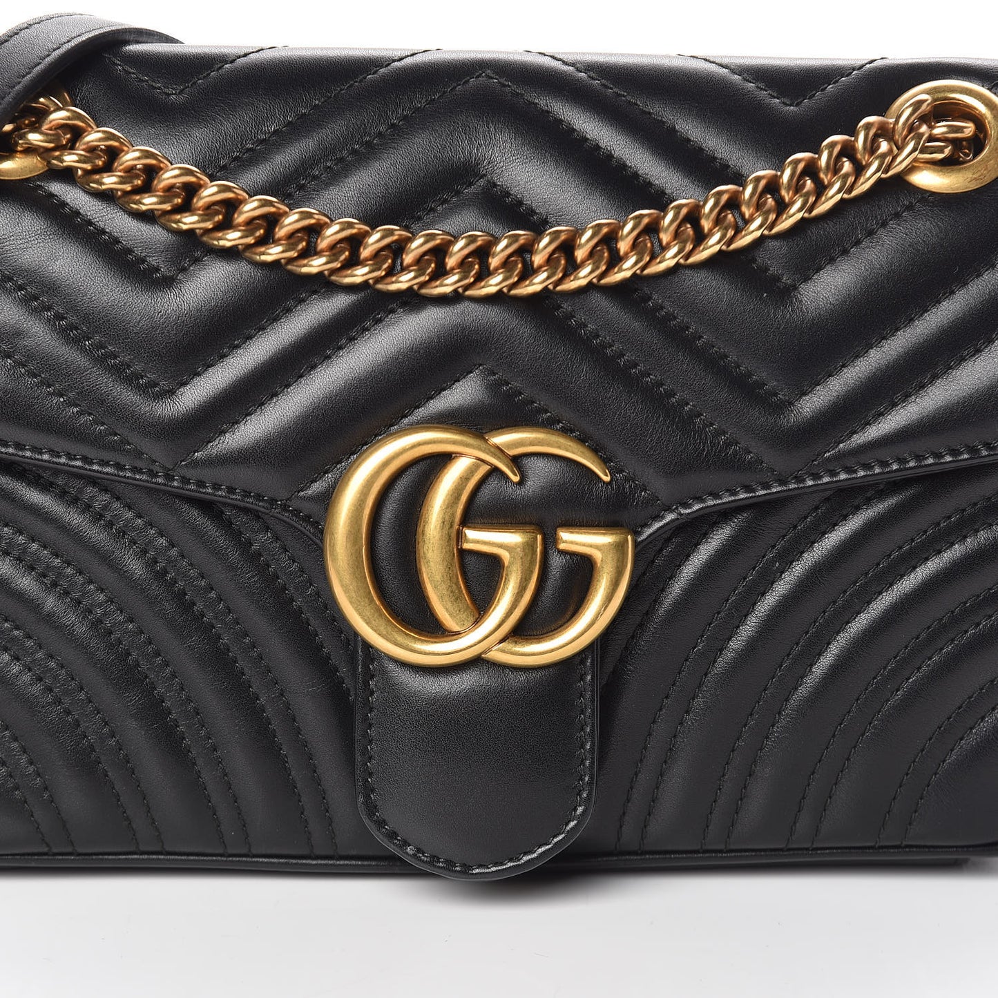 Calfskin Matelasse Small GG Marmont Shoulder Bag Black