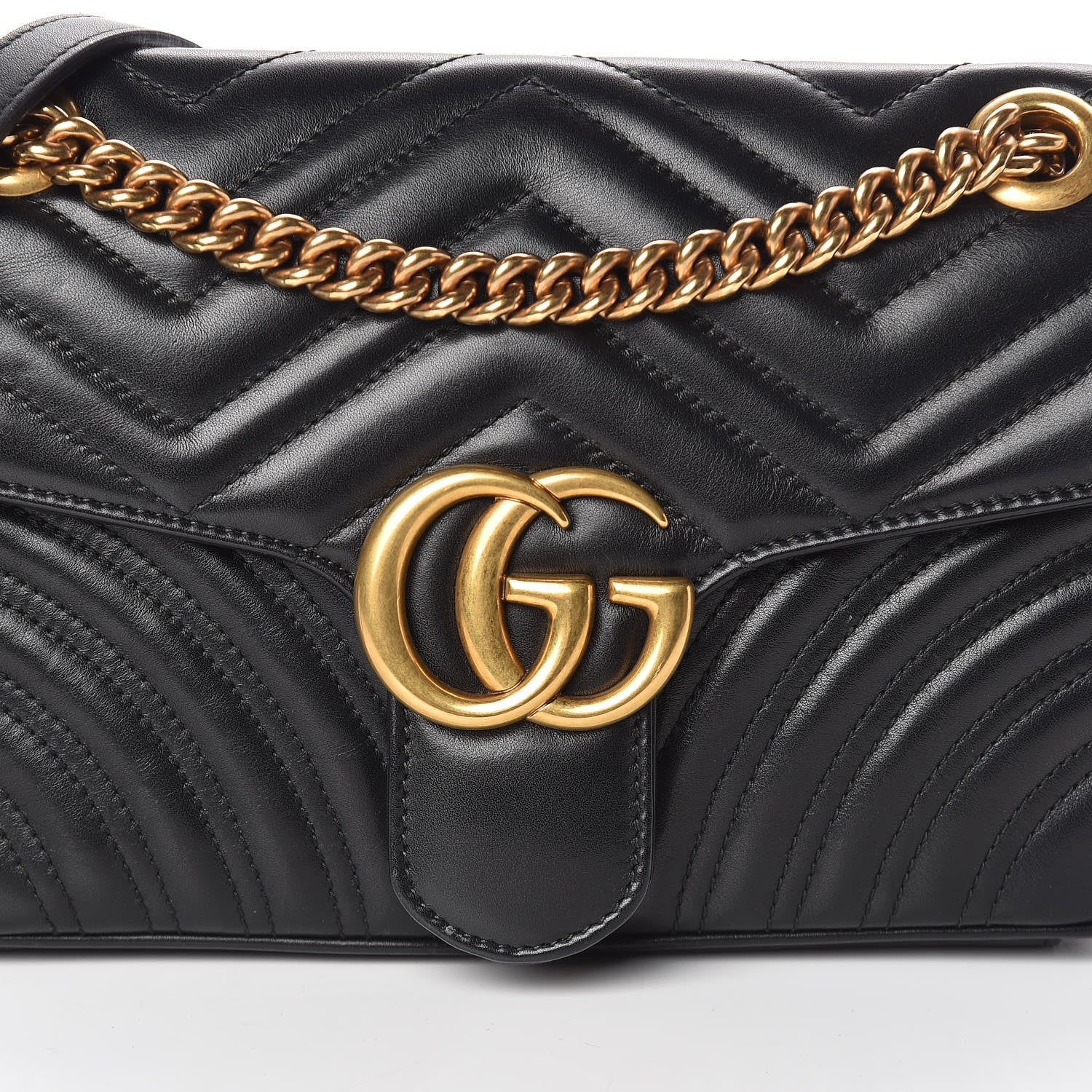 Gucci Calfskin Matelasse Small GG Marmont Shoulder Bag Black 10 of 11