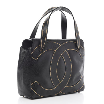 Chanel Caviar CC Stitched Small Tote Black 2 of 10