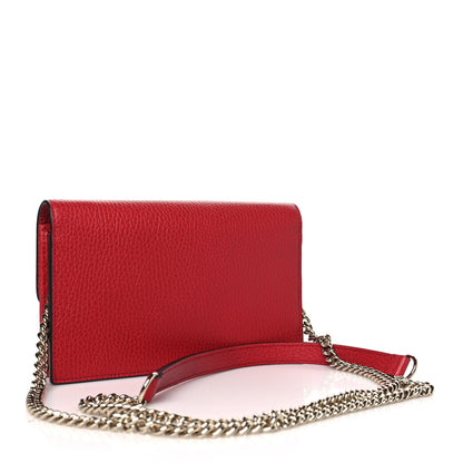 Gucci Dollar Calfskin Interlocking G Chain Wallet Red 3 of 9