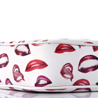 Saint Laurent Grain De Poudre Lips Print Medium Classic Monogram Camera Bag White Red 7 of 9
