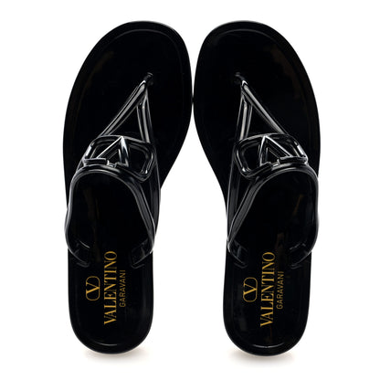 Valentino Garavani PVC Vlogo PM Thong Sandals 40 Black 5 of 9