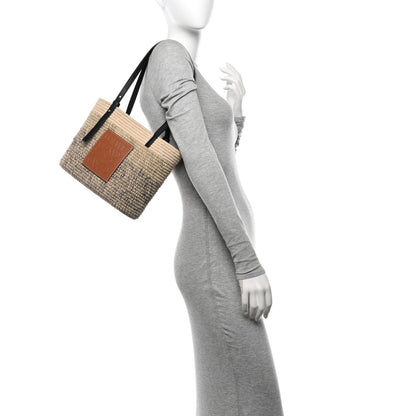 Loewe Raffia Square Small Basket Tote Bag Ombre Black 2 of 9