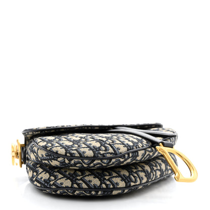 Christian Dior Oblique Saddle Bag With Strap Blue 4 of 10