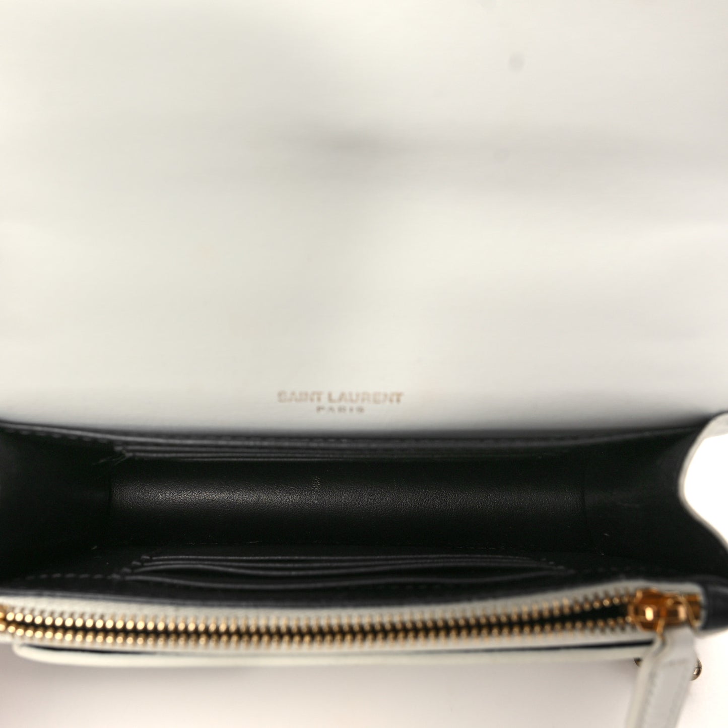 New Aspen Calfskin Bi-Color Monogram Sunset Chain Wallet Black Dirty White