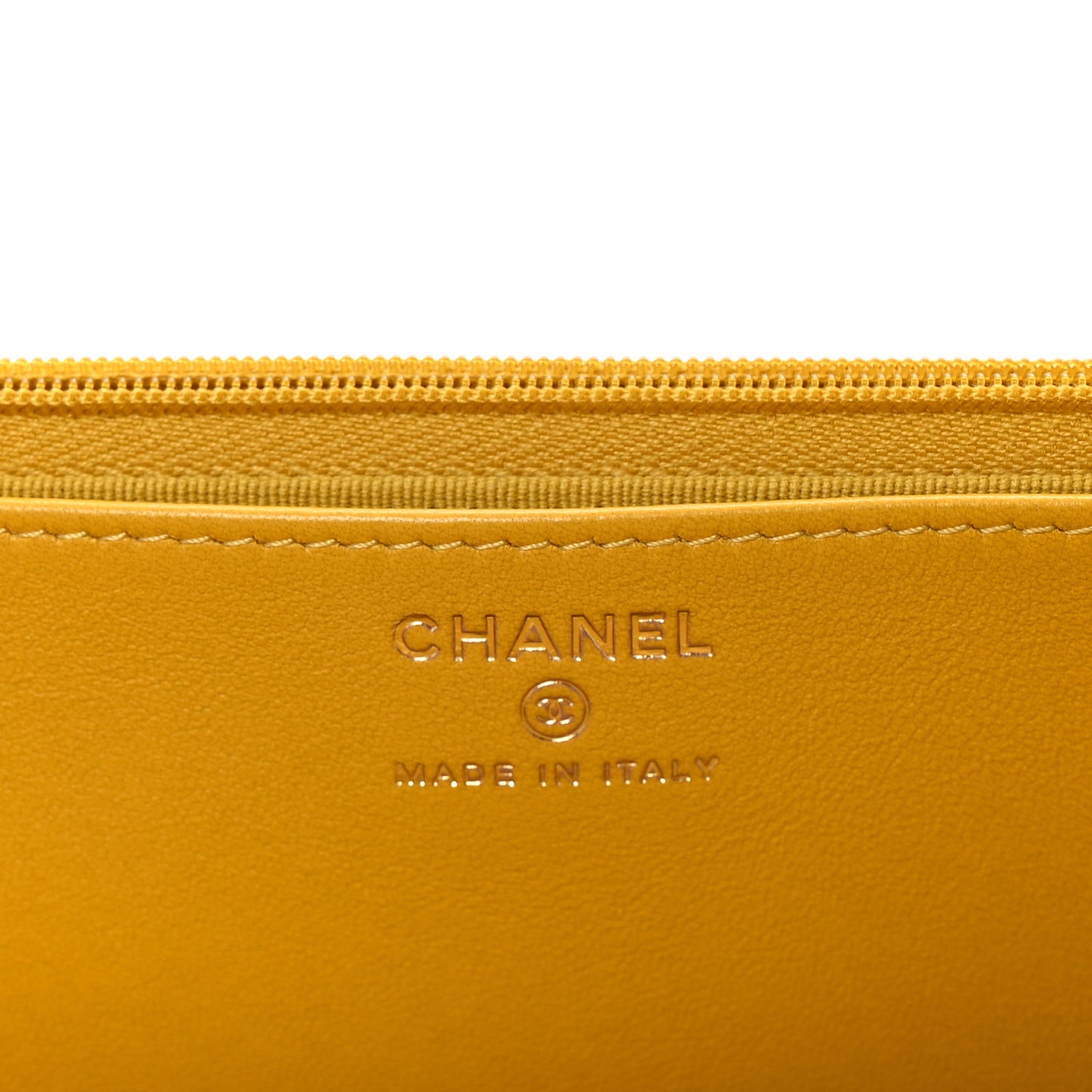 Lambskin Quilted Top Handle Wallet On Chain WOC Yellow