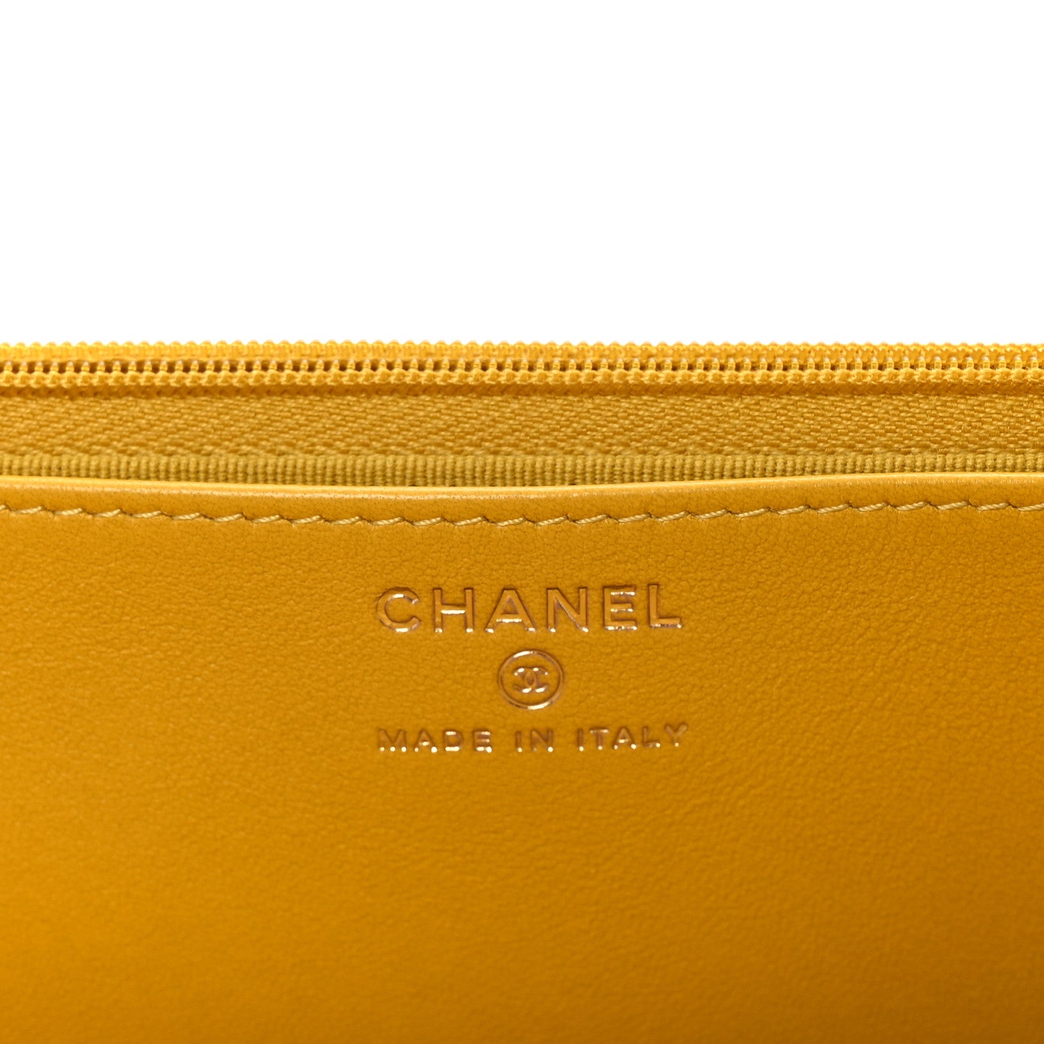 Chanel Lambskin Quilted Top Handle Wallet On Chain WOC Yellow 6 of 11