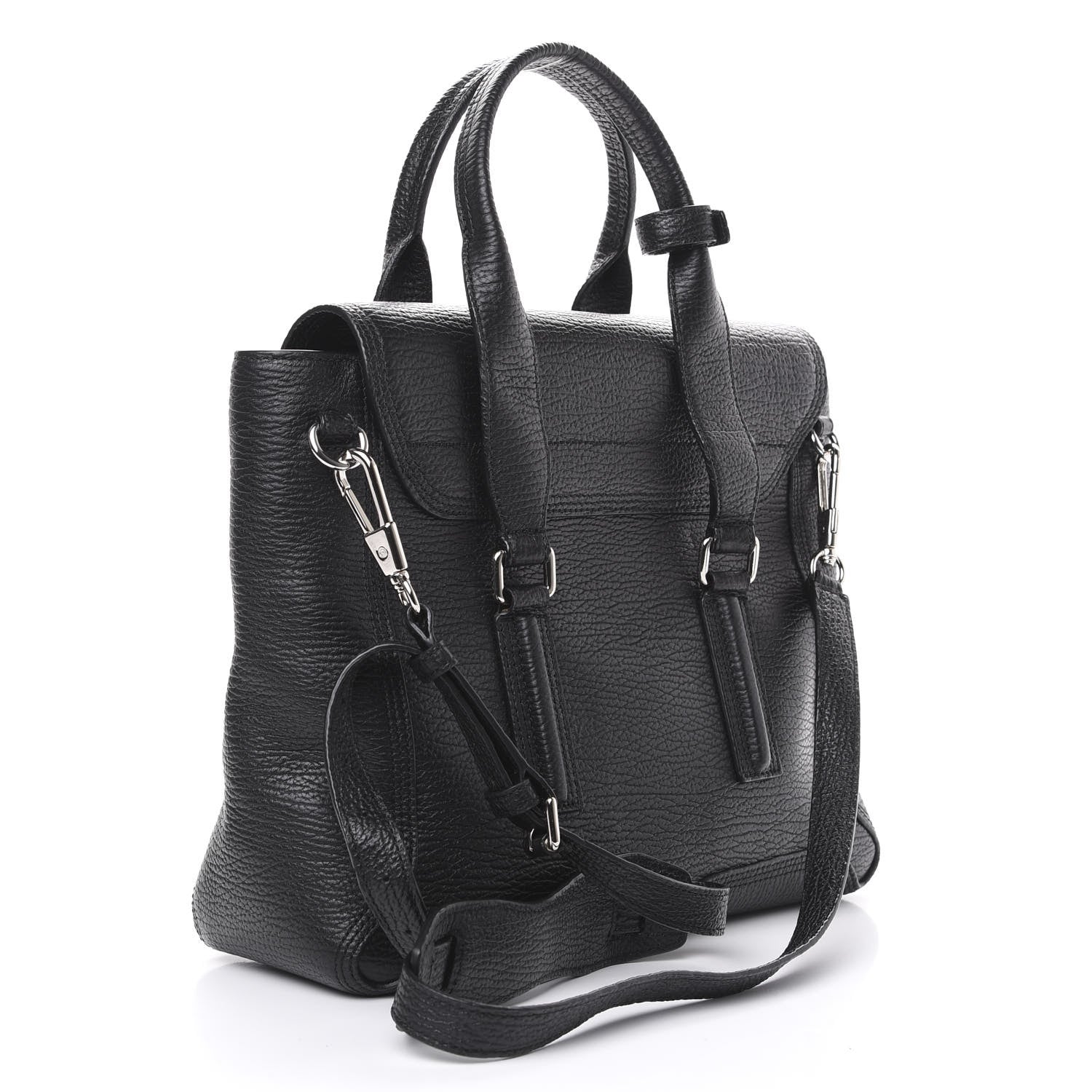 3.1 Phillip Lim 3.1 Textured Calfskin Medium Pashli Satchel Black 4 of 11