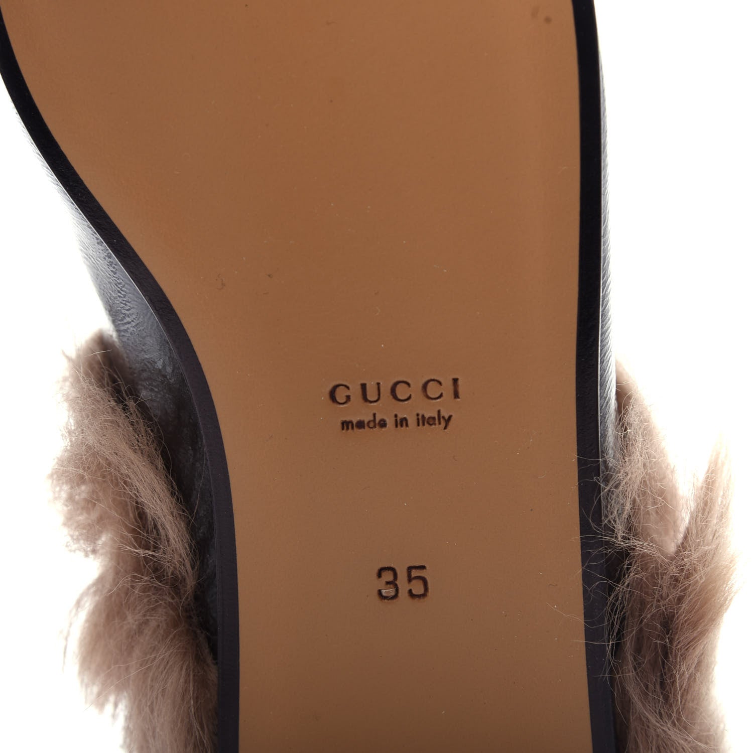 Gucci Patent Fur Womens Princetown Slippers 35 Black Natural 9 of 10