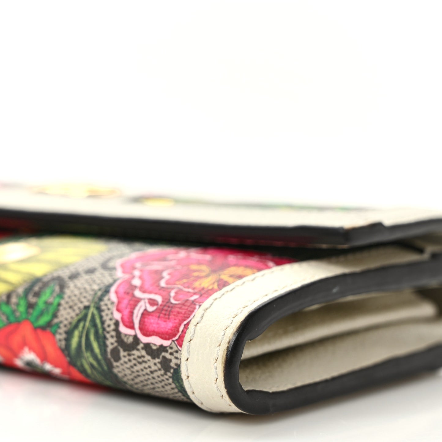 GG Supreme Monogram Flora Web Ophidia Continental Wallet White