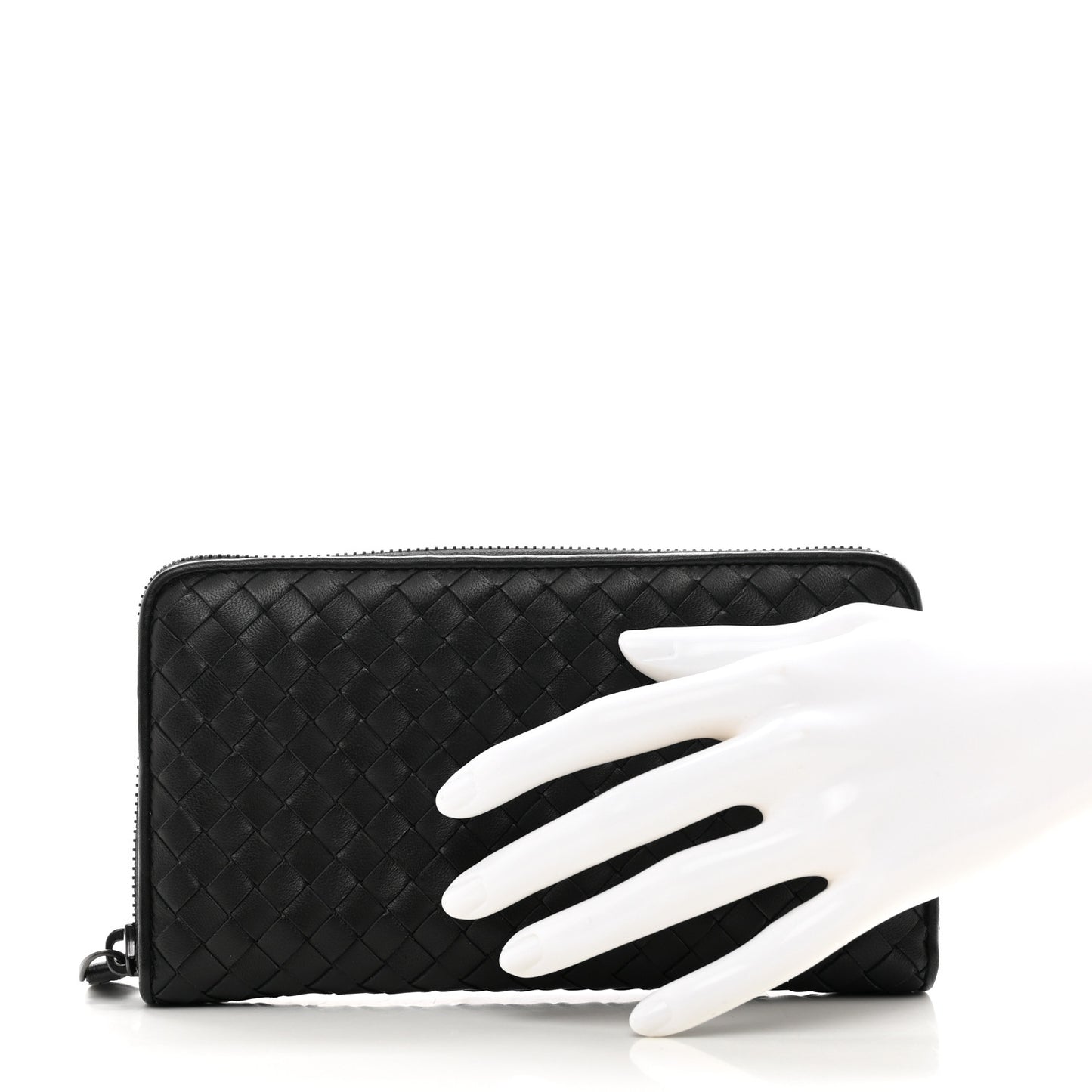 Nappa Intrecciato Zip Around Wallet Black
