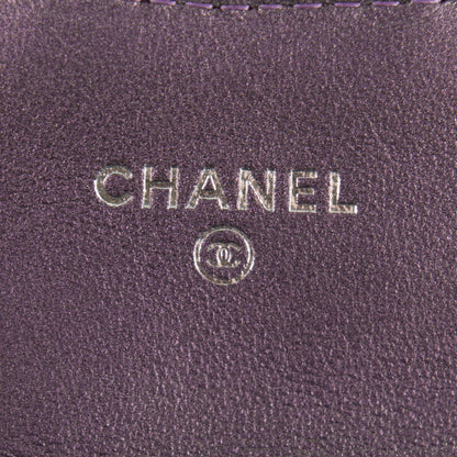 Chanel Metallic Lambskin Quilted Card Holder Dark Purple 6 of 8
