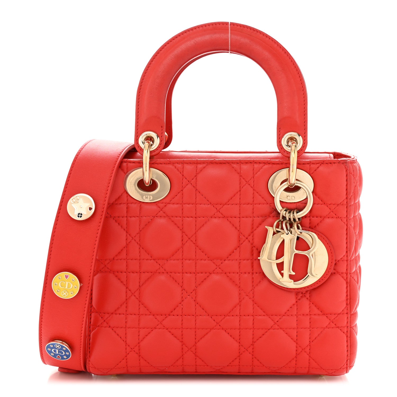 Christian Dior Lambskin Cannage Small Lucky Badges My Lady Dior Red 1 of 14