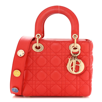 Christian Dior Lambskin Cannage Small Lucky Badges My Lady Dior Red 1 of 14