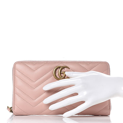 Gucci Calfskin Matelasse GG Marmont Zip Around Organizer Wallet Perfect Pink 2 of 7