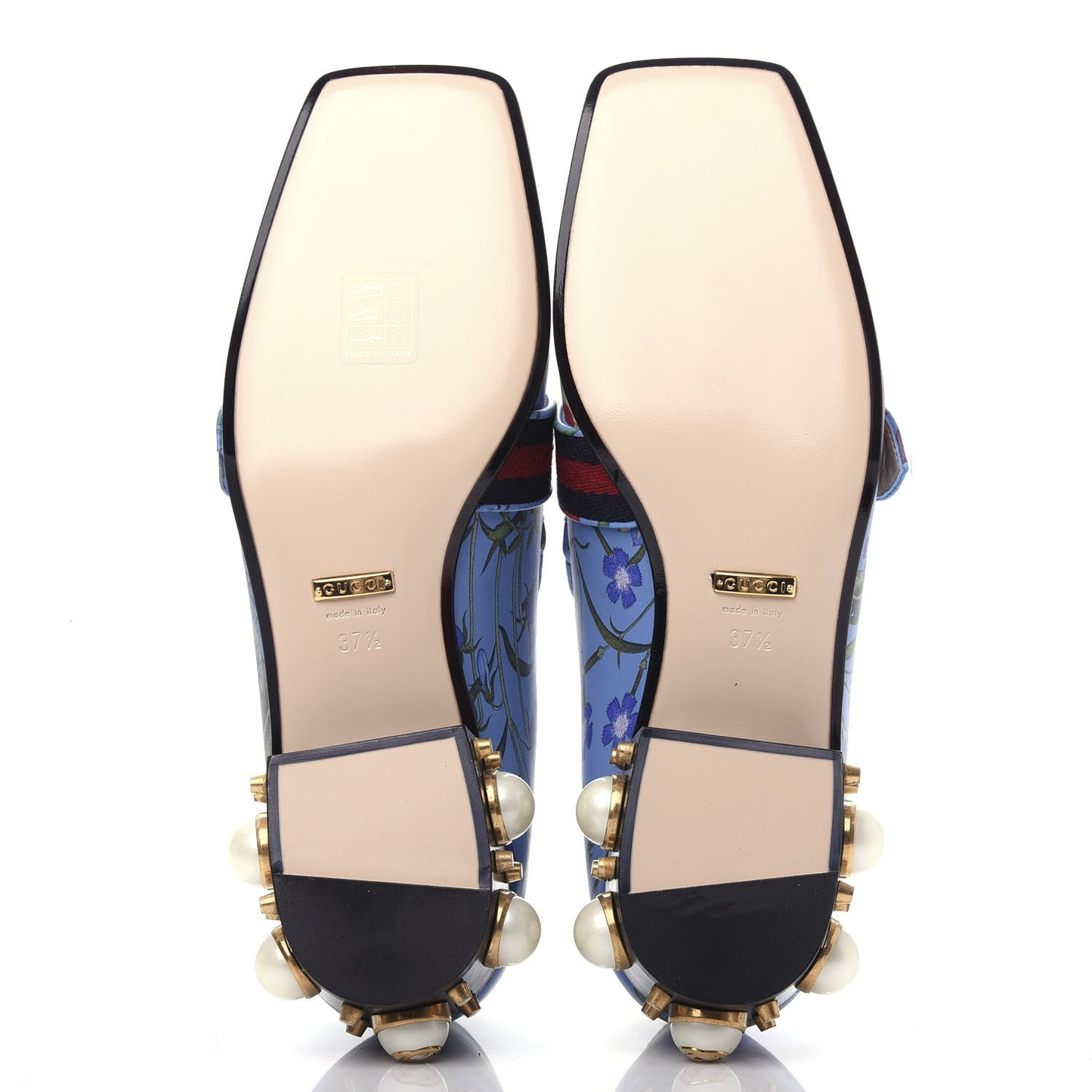 Apollo Calfskin Web Pearl New Flora Peyton 35mm Loafer Pumps 37.5 Azure