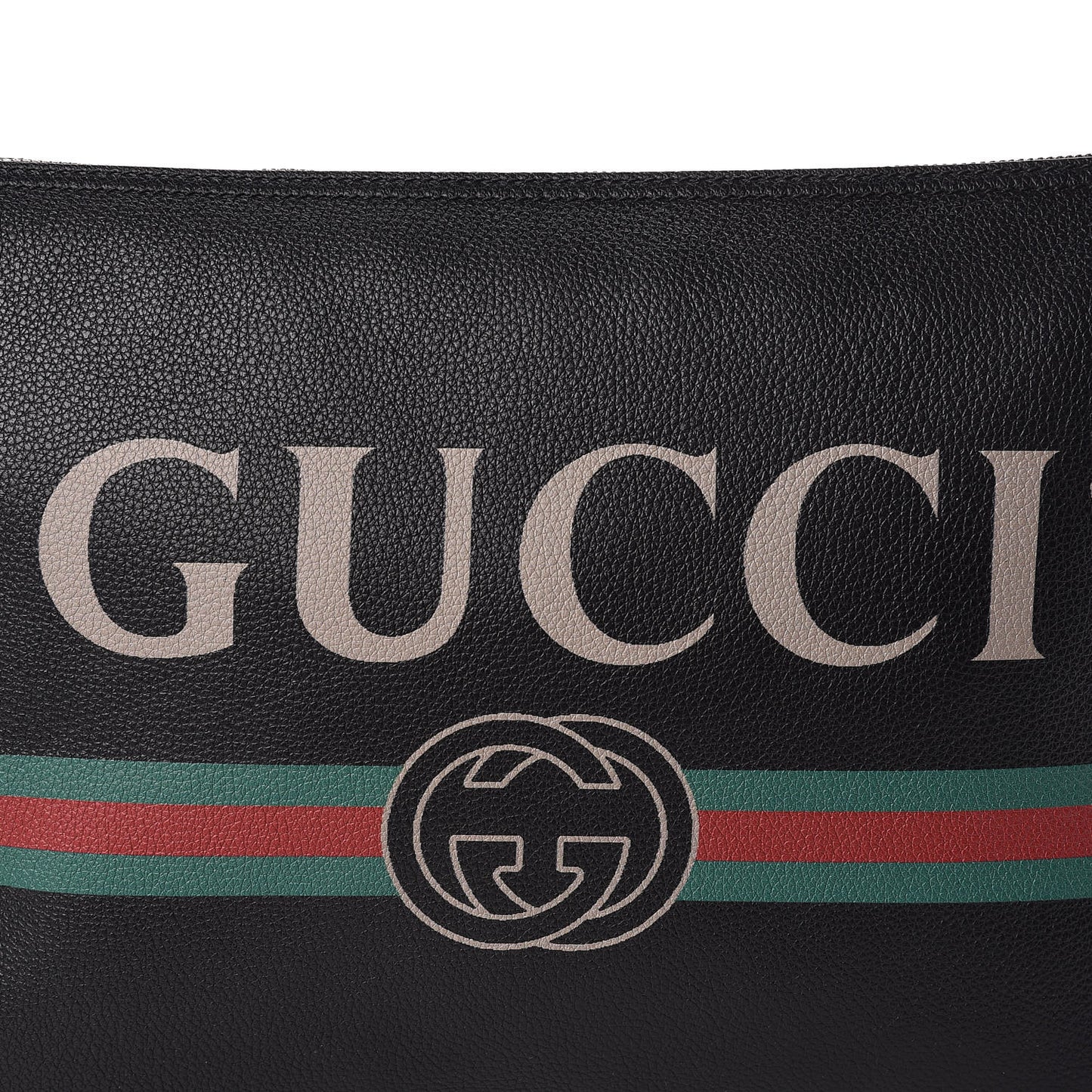 Pebbled Calfskin Large Logo Portfolio Clutch Black