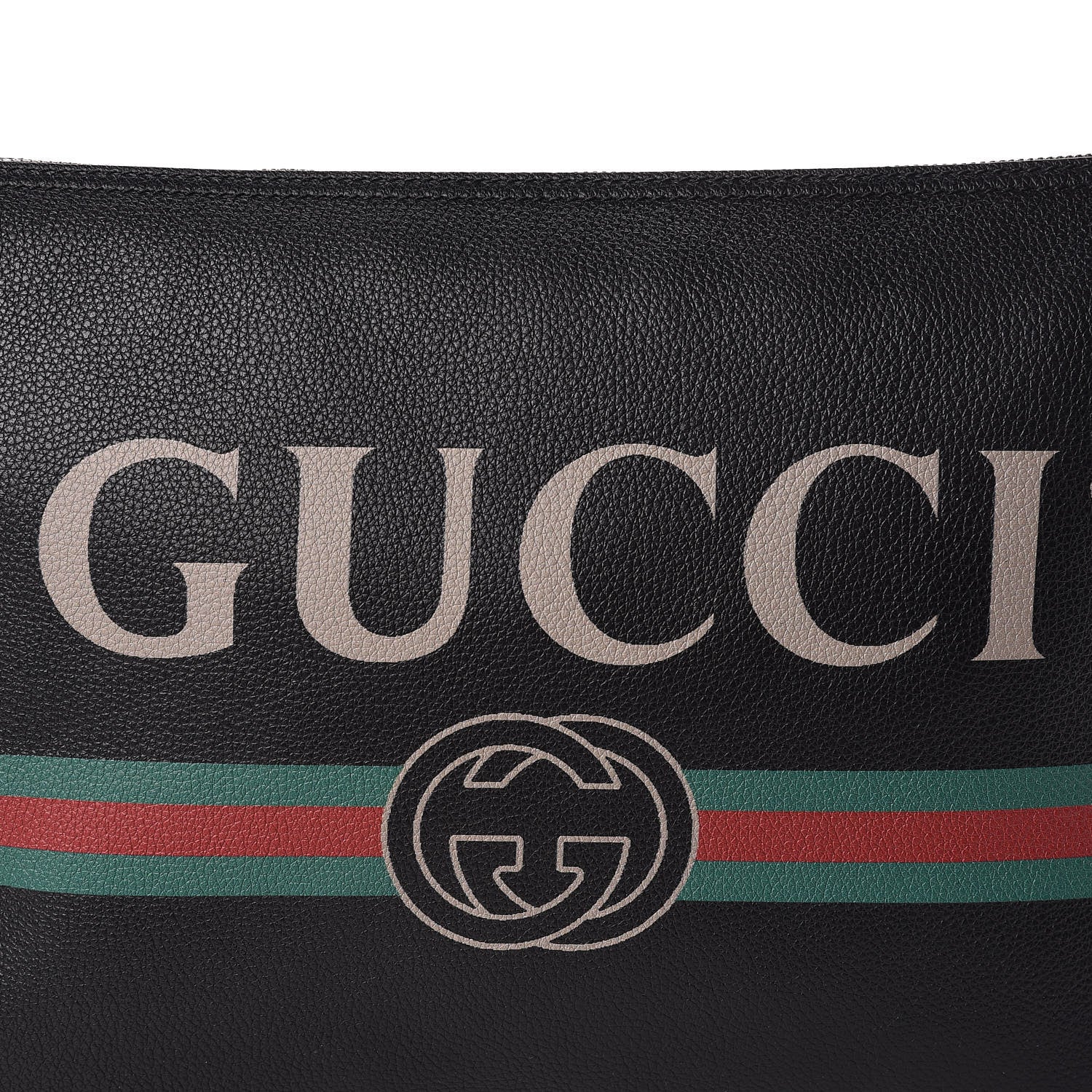 Gucci Pebbled Calfskin Large Logo Portfolio Clutch Black 8 of 10