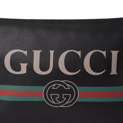 Gucci Pebbled Calfskin Large Logo Portfolio Clutch Black 8 of 10