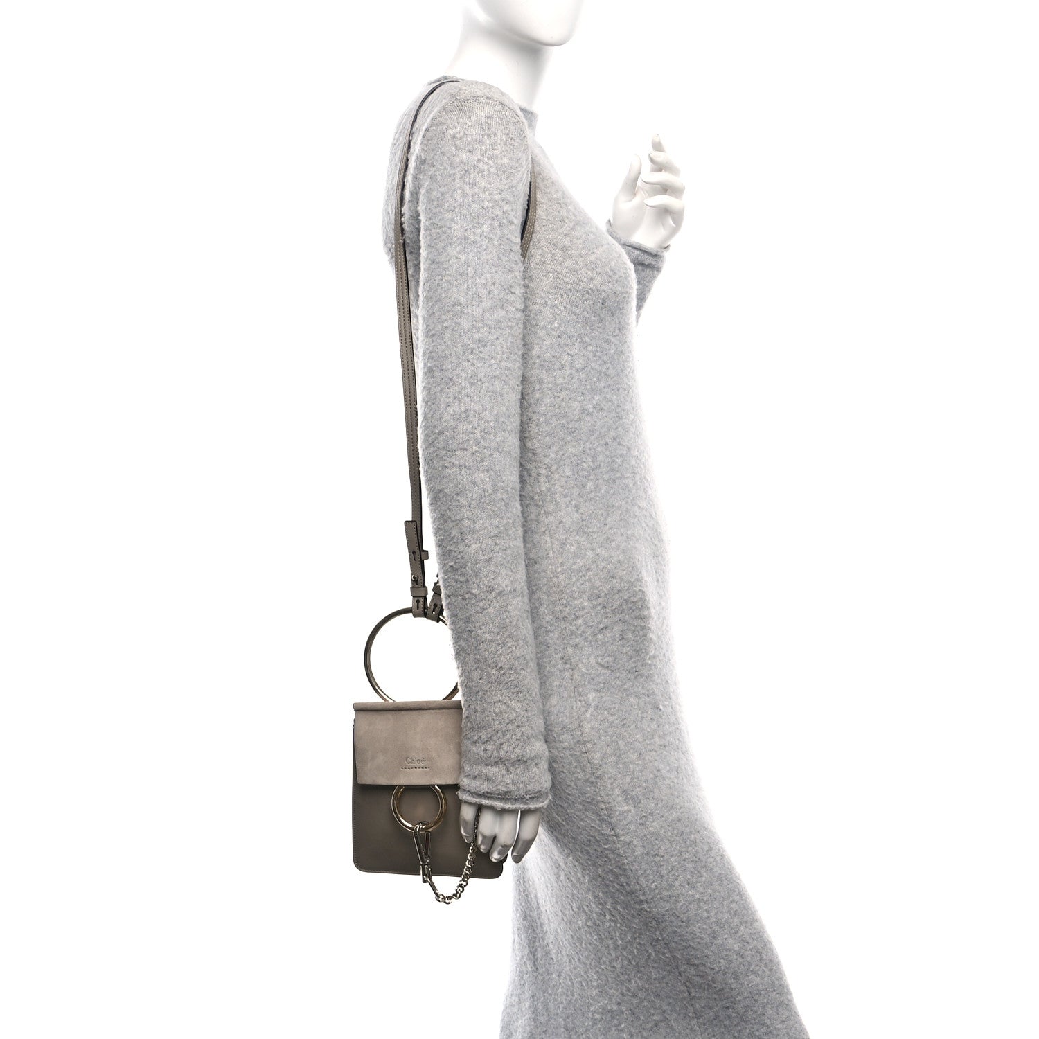 Chloe Suede Calfskin Mini Faye Bracelet Bag Motty Grey 2 of 10