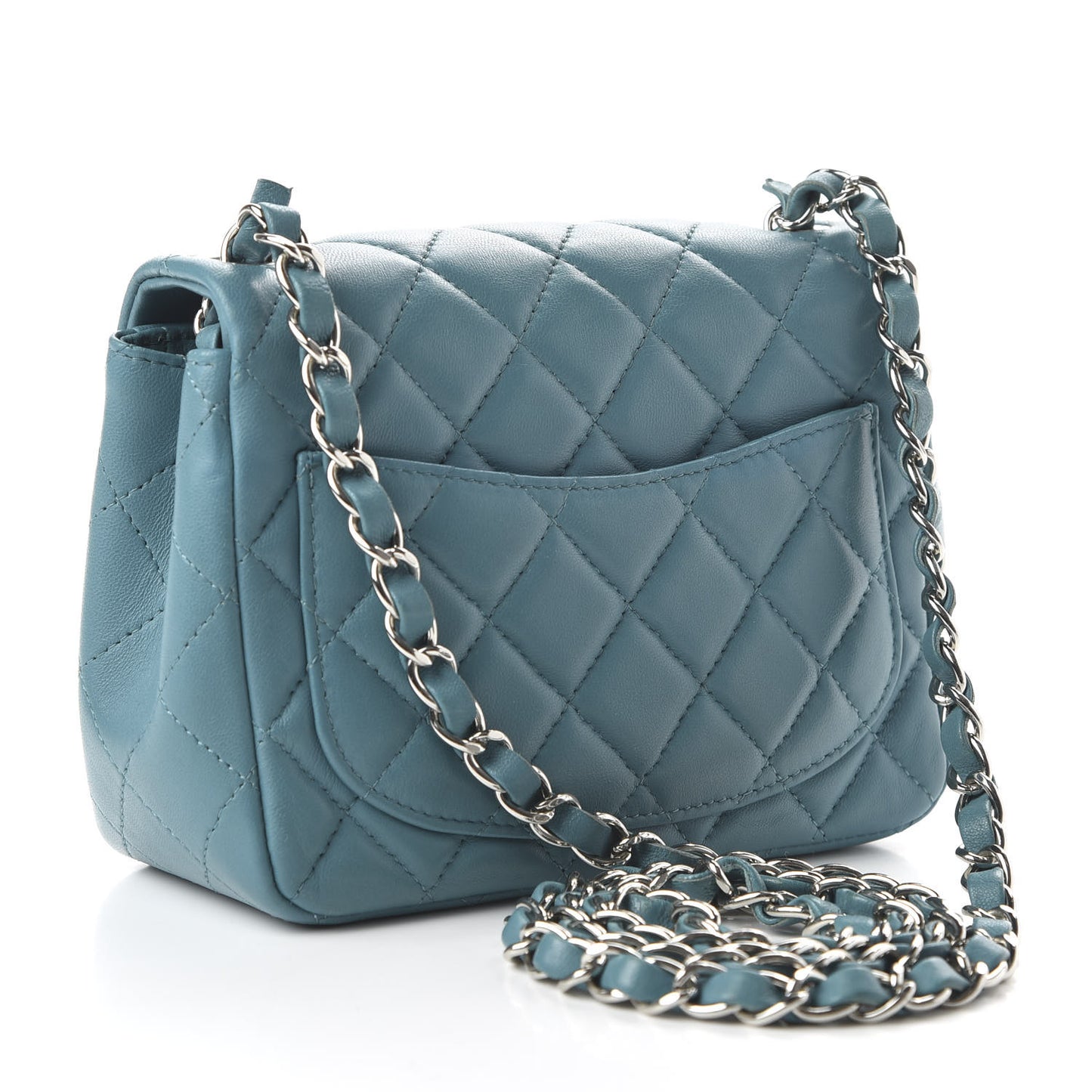 Lambskin Quilted Mini Square Flap Blue
