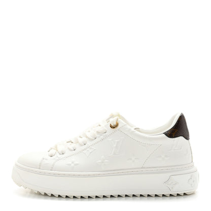 Louis Vuitton Lambskin Embossed Monogram Time Out Sneakers 36 White 1 of 11