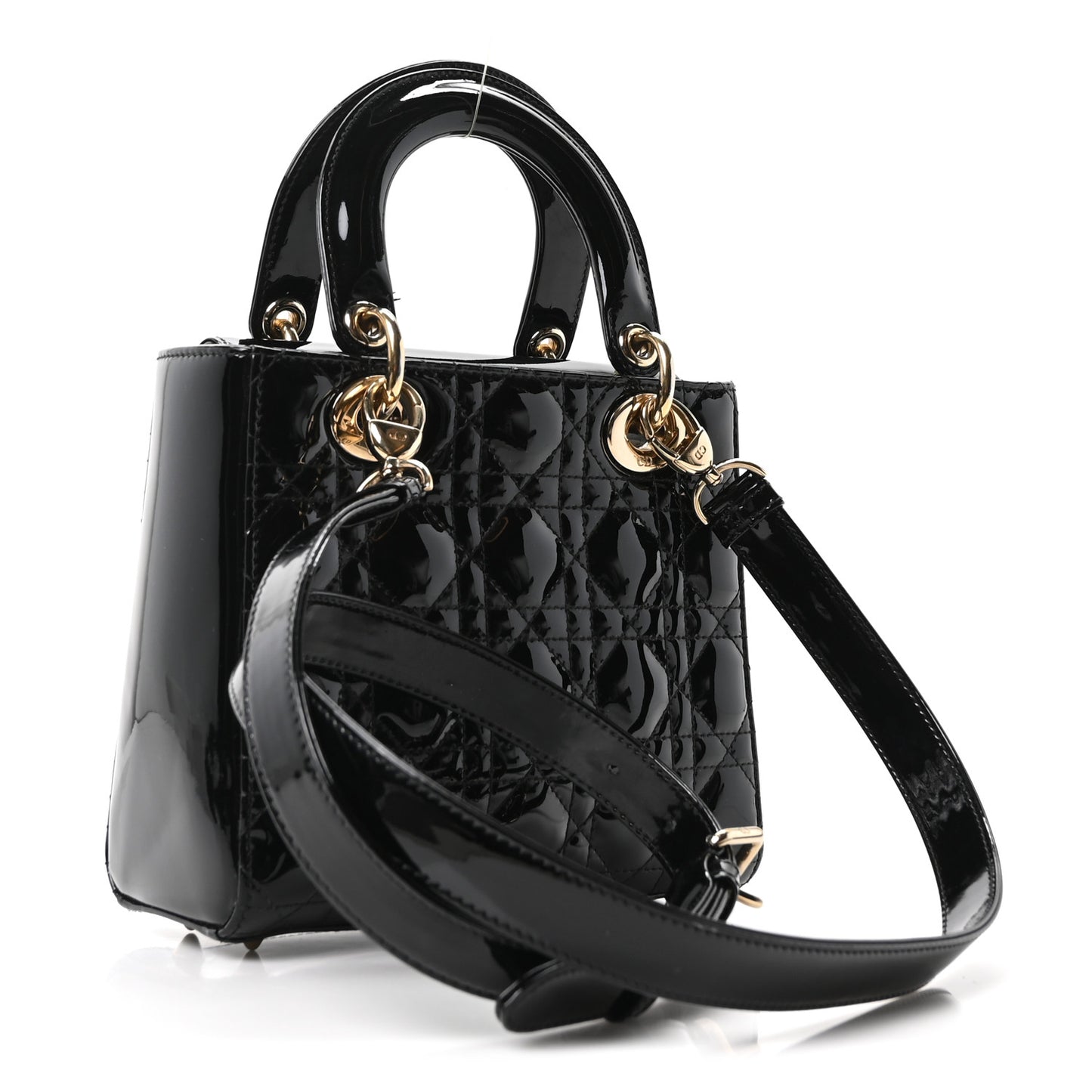 Patent Cannage Small Lady Dior Black