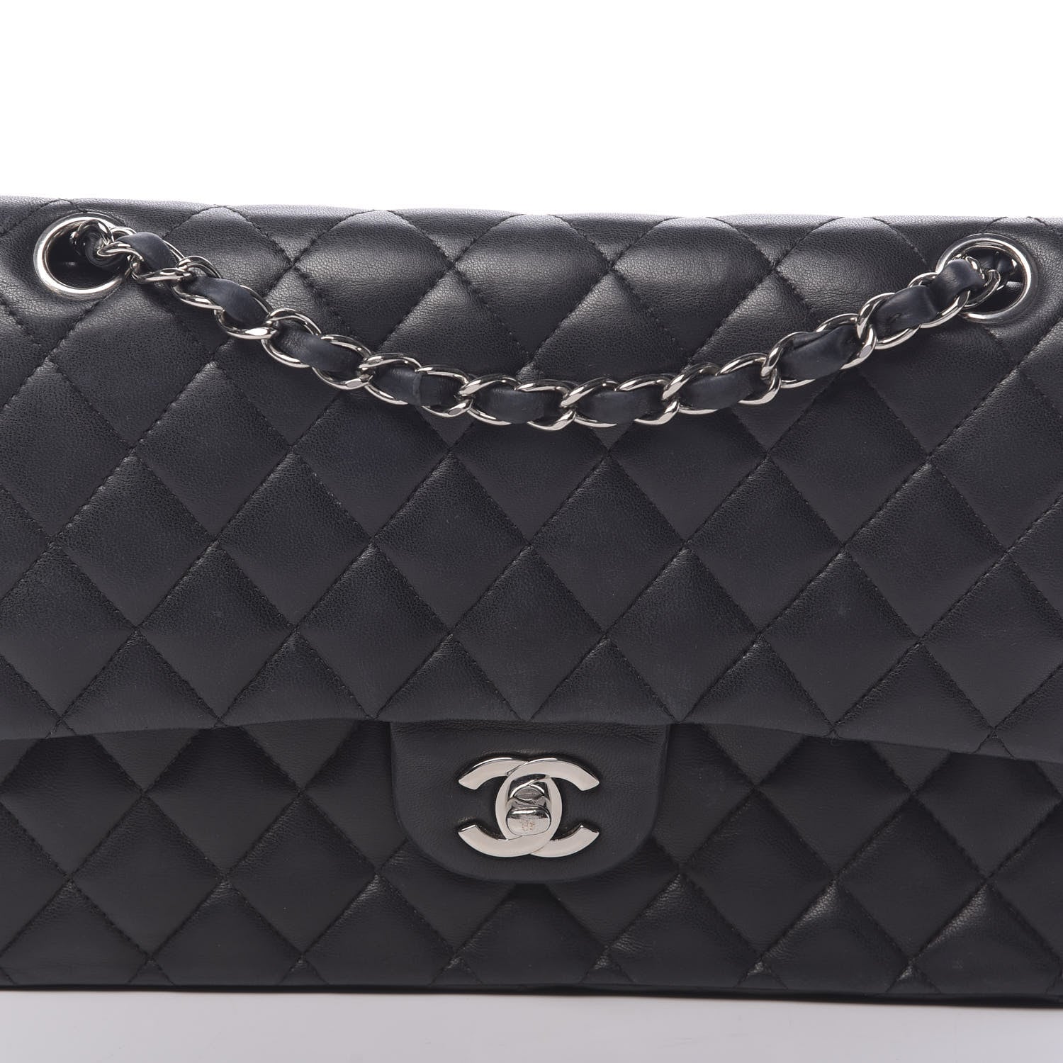Chanel Lambskin Quilted Medium Double Flap Black 14 of 14