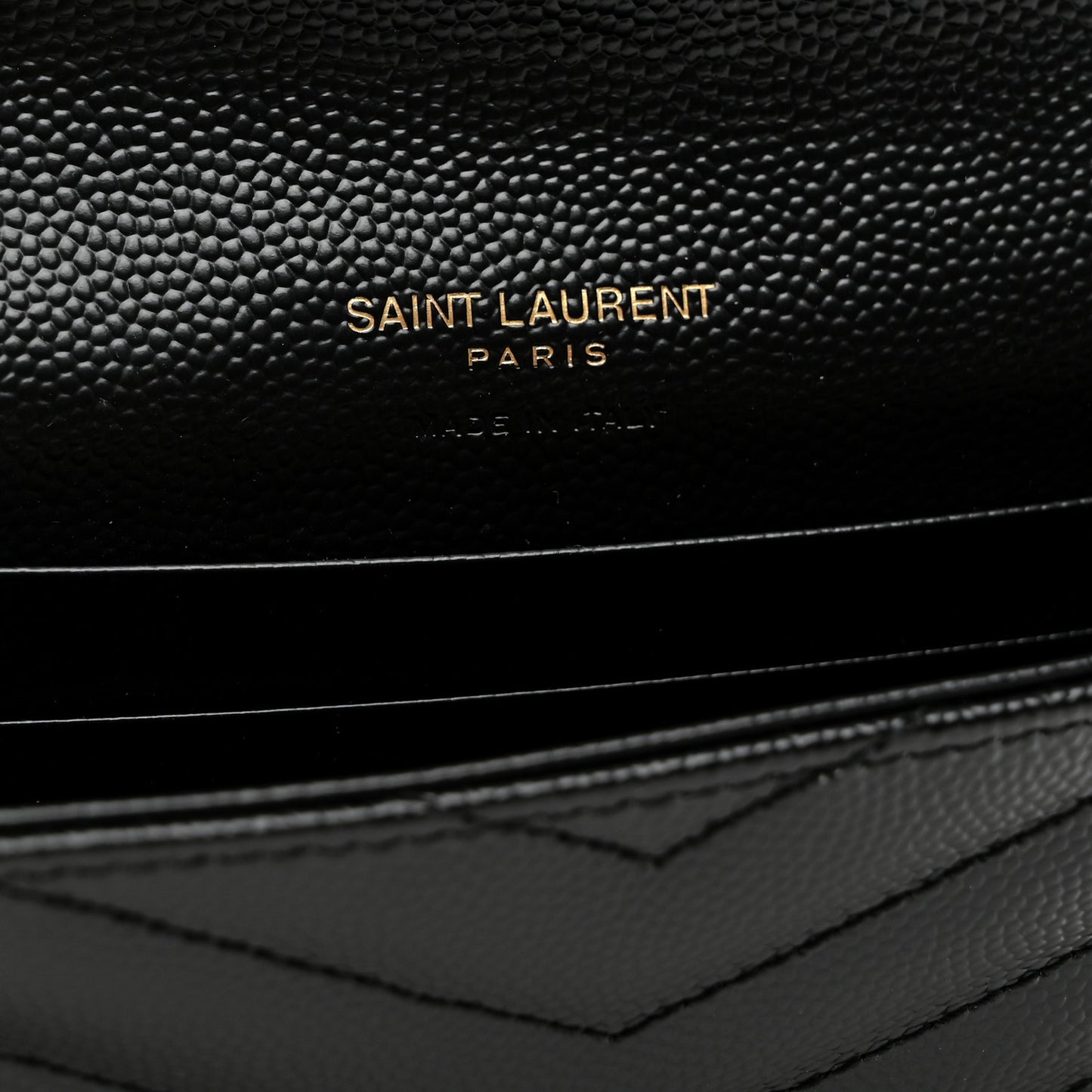 Grain De Poudre Matelasse Chevron Small Monogram Envelope Wallet Black