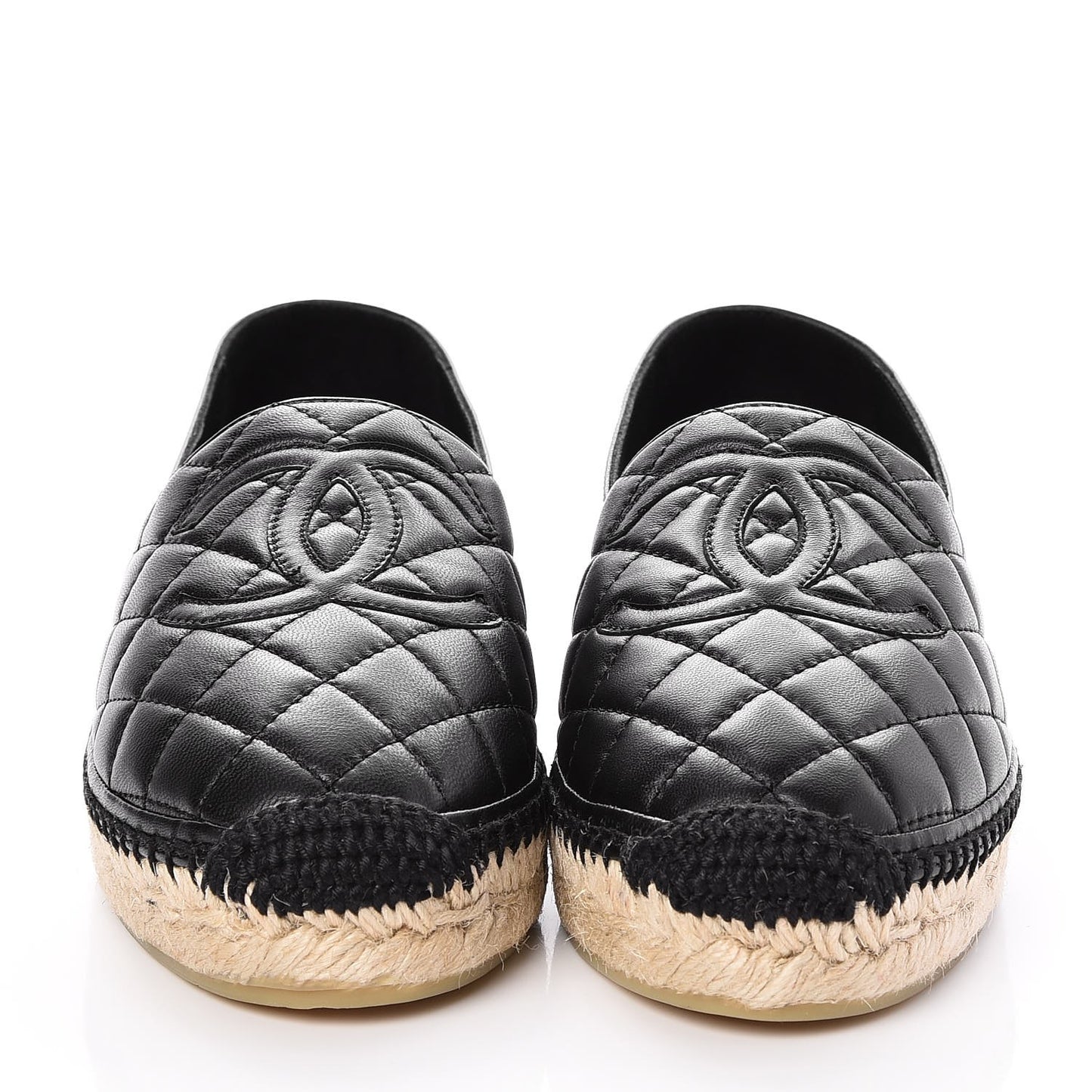 Lambskin Quilted CC Espadrilles 38 Black