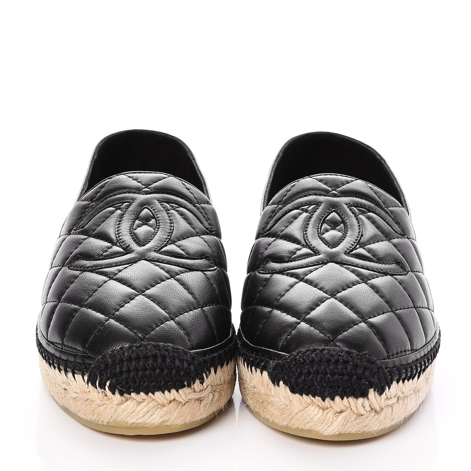 Chanel Lambskin Quilted CC Espadrilles 38 Black 2 of 10