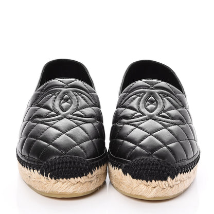 Chanel Lambskin Quilted CC Espadrilles 38 Black 2 of 10