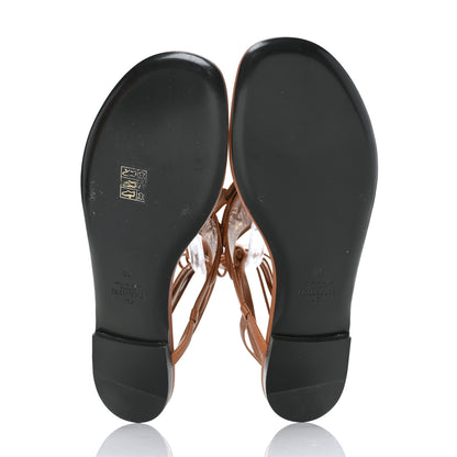 Valentino Garavani Calfskin Atelier 03 Rose Edition Ankle Tie Thong Sandals 40 Cuoio 5 of 8
