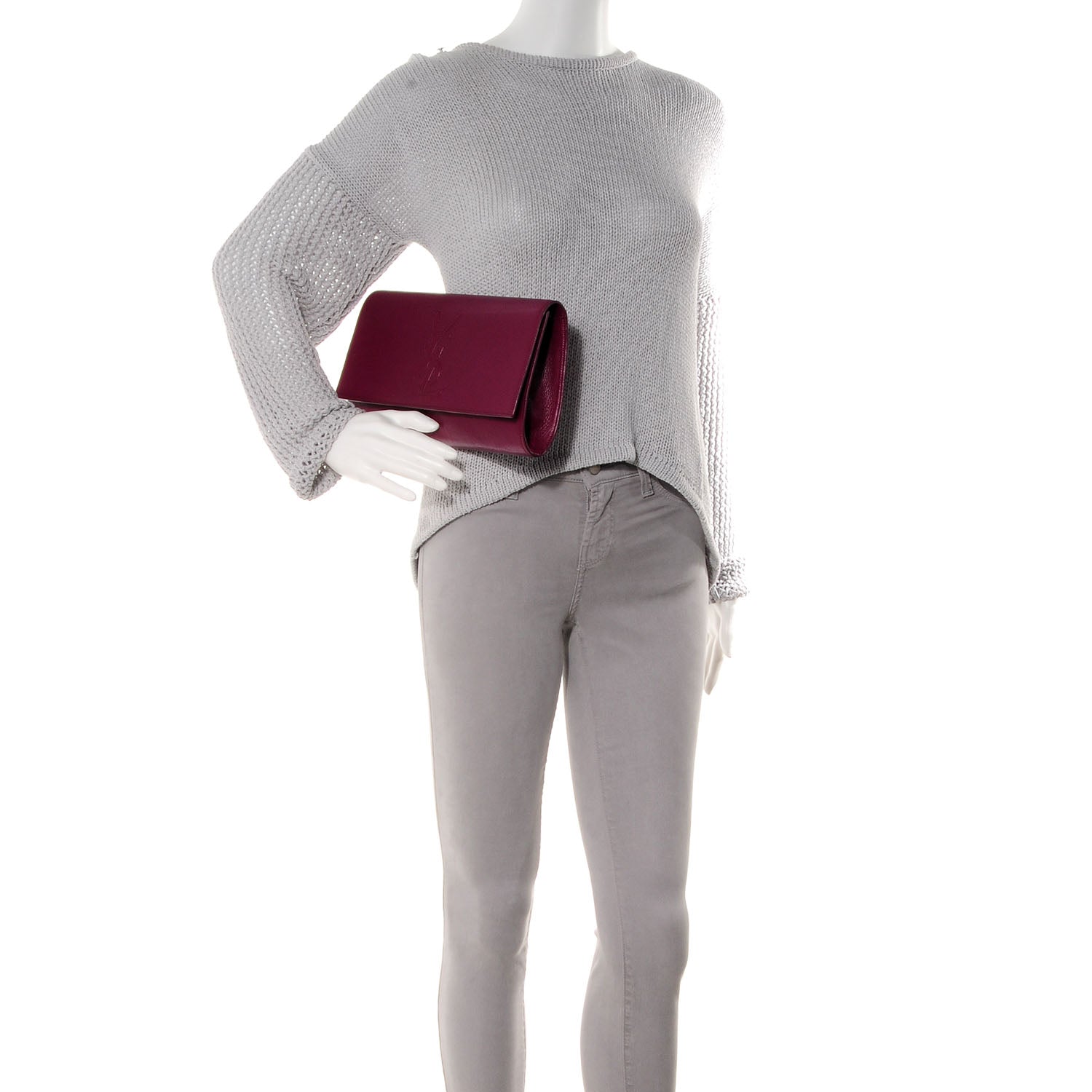 Saint Laurent Chevre Belle de Jour Clutch Begonia 2 of 9