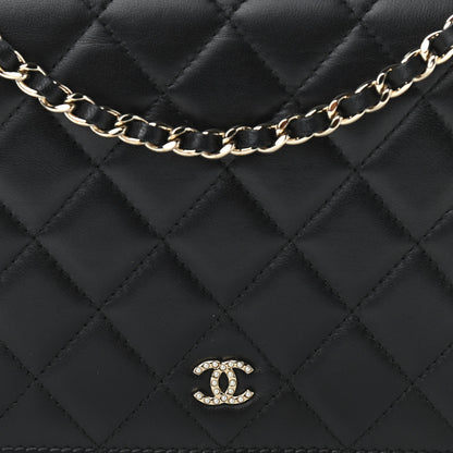 Chanel Iridescent Lambskin Quilted Pearl Wallet On Chain WOC Black 9 of 16