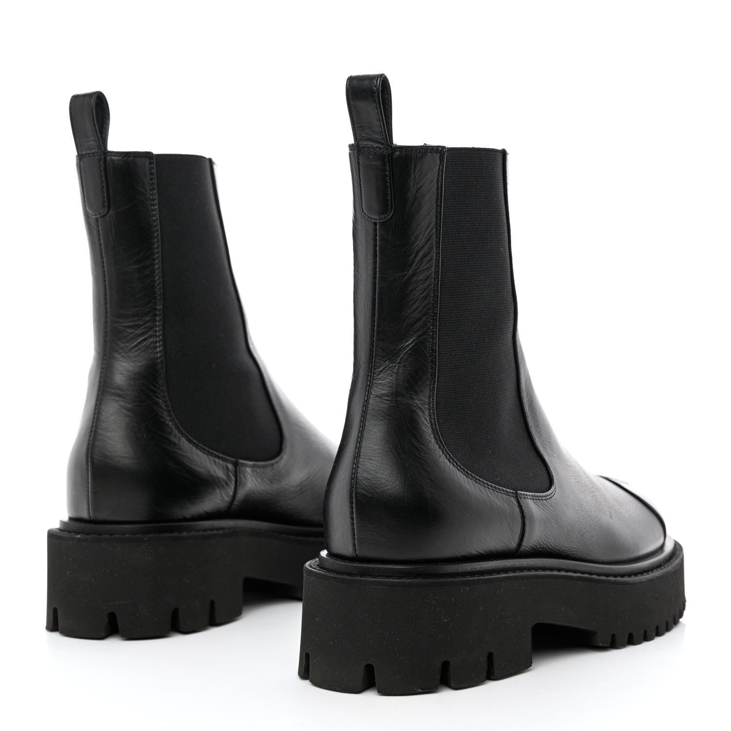Chanel Crumpled Calfskin Patent Cap Toe Short Boots 37 Black 4 of 9