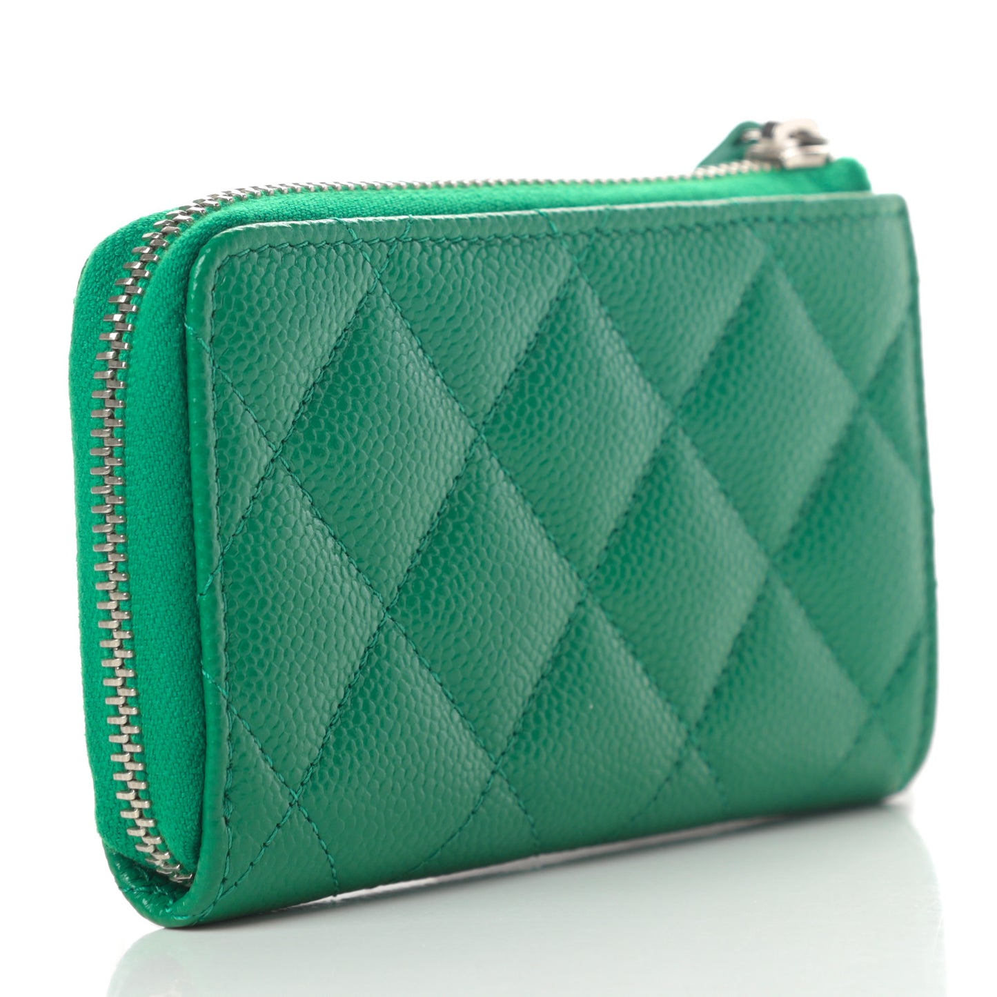 Caviar Quilted Zipped Key Holder Case Green