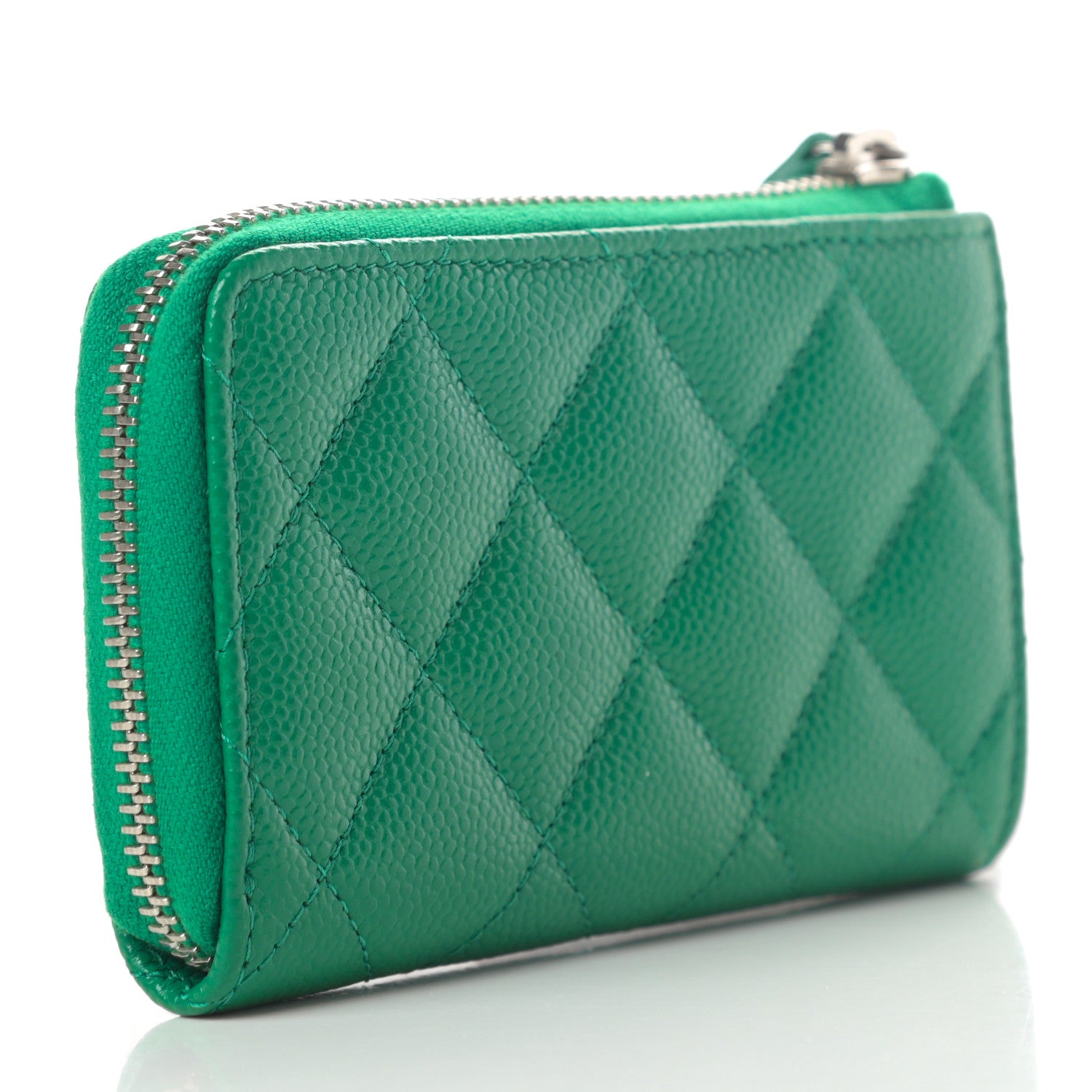 Chanel Caviar Quilted Zipped Key Holder Case Green 3 of 8