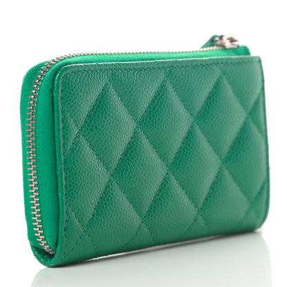 Chanel Caviar Quilted Zipped Key Holder Case Green 3 of 8