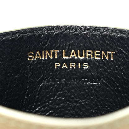 Saint Laurent Grain De Poudre Matelasse Chevron Monogram Credit Card Case Light Sage 6 of 8