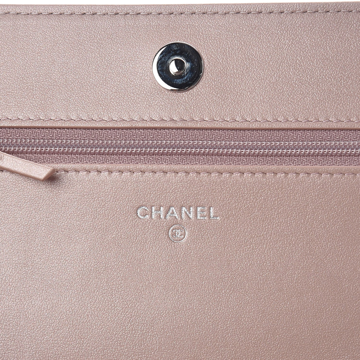 Chanel Goatskin Camellia Embossed Wallet On Chain WOC Light Pink 6 of 11